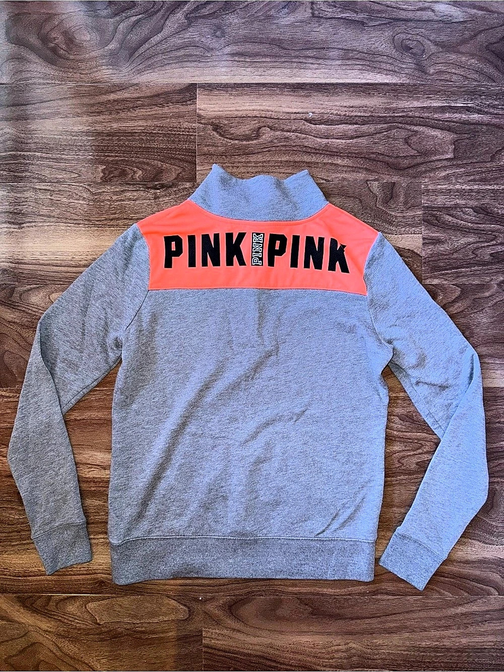 PINK Color Block Quarter Zip Sweatshirt Medium